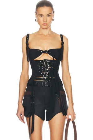 MUGLER Corset Tank Top in Black - Black. Size 42 (also in ).