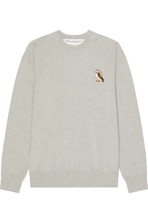 J.W.Anderson Puffin Embroidery Sweatshirt in Mid Grey Melange - Grey. Size S (also in ).
