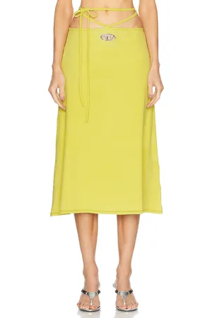Diesel Tie Waist Midi Skirt in Umber - Yellow. Size M (also in XS).