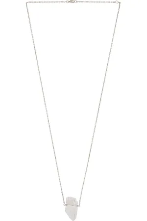 JIA JIA Large Crystal Quartz Gold Bar Necklace in White Gold - Metallic Silver. Size all.