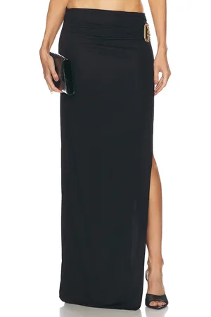 Casablanca Draped Maxi Skirt in Black - Black. Size M (also in S, XS).