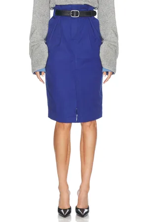 Helsa Paperbag Skirt in Workman Blue - Blue. Size L (also in M, XL, XS, XXS).