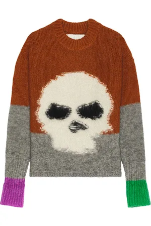 ERL Unisex Mohair Skull Intarsia Sweater Knit in Brown - Brown. Size L (also in ).