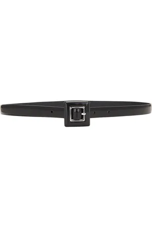 Saint Laurent Skinny Brushed Leather Belt in Nero - Black. Size 65 (also in 70, 85, 90).