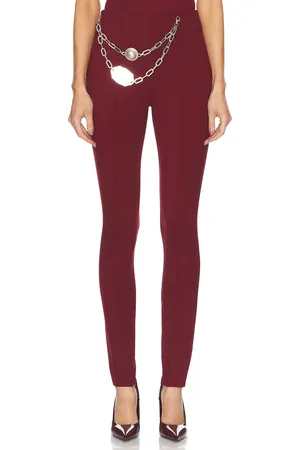 AREA Chain Plate Belt Legging in Burgundy - Burgundy. Size XL (also in XS).