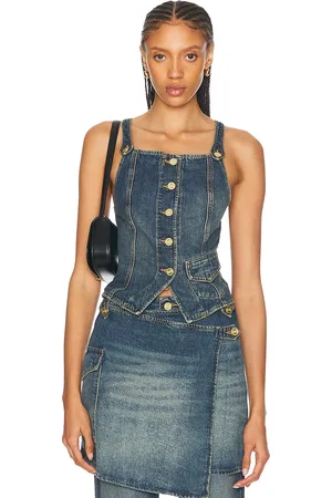 Ganni Denim Tank Top in Mid Blue Vintage - Denim-Dark. Size 32 (also in 36).