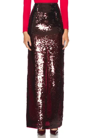 Ila Gigi Long Skirt in Burgundy Sequin - Burgundy. Size 34 (also in 40).