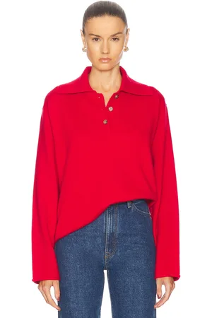 Guest In Residence For FWRD Everyday Polo Top in True Red - Red. Size L (also in M, S, XL, XS).