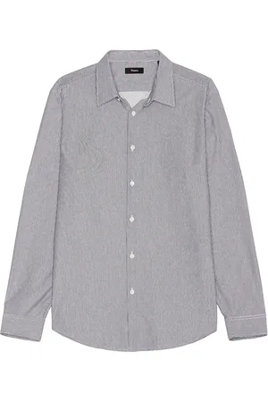 THEORY Sylvain Long Sleeve Shirt in White - White. Size L (also in M, S, XL).