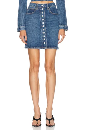Alexander Wang High Waisted Snap Front Mini Skirt in Deep Blue - Denim-Medium. Size 30 (also in 31).