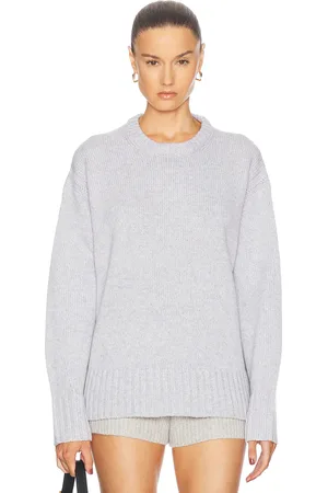 Guest In Residence Cozy Crew Cashmere Sweater in Stone - Grey. Size M (also in S, XS).