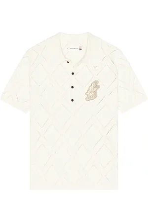 HONOR THE GIFT Diamond Knit Polo in Cream - Cream. Size S (also in ).