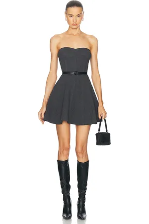 Norma Kamali Strapless Grace Mini Dress in Dark Heather Grey - Grey. Size L (also in M, S, XL).