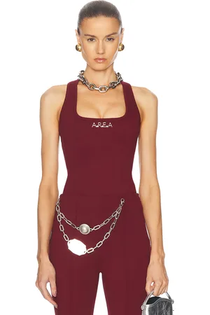 AREA Nameplate Racerback Tank Top in Burgundy - Burgundy. Size XS (also in ).