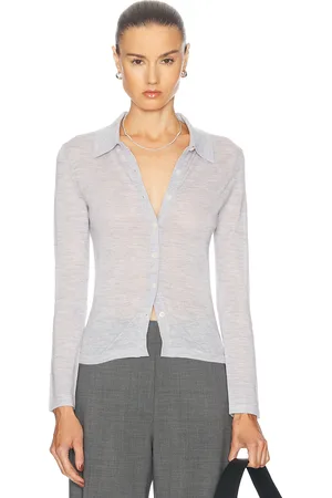 Guest In Residence Long Sleeve Cashmere Shirt in Stone - Grey. Size L (also in XL).