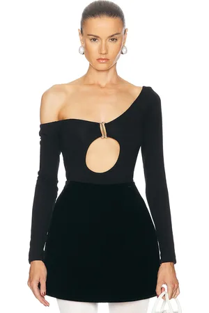 SID NEIGUM Circular Off Shoulder Cutout Top in Black - Black. Size L (also in M, S, XS).
