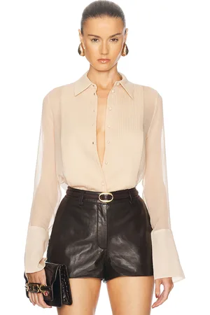 Retrofete Jemma Silk Blouse in Dusty Peach - Peach. Size L (also in XL).