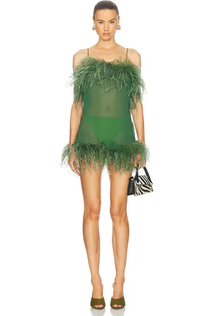 Oseree Plumage Mini Dress in Green - Dark Green. Size L (also in XL).