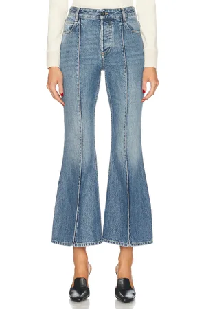 Bottega Veneta Cropped Kick Flare Leg in Mid Blue - Denim-Medium. Size 38 (also in ).