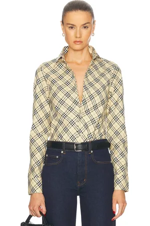 Burberry Button Up Top in Grain IP Check - Cream. Size 0 (also in 4).