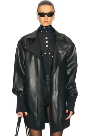 Norma Kamali Oversized Moto Jacket in Black - Black. Size L (also in M, S, XS).