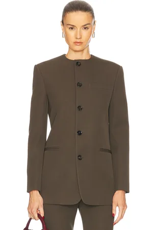 Bottega Veneta Collarless Blazer in Dark Olive - Olive. Size 34 (also in 40).