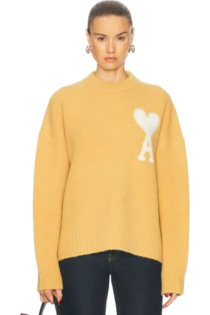 Ami Off White Adc Sweater in Mustard - Yellow. Size L (also in M, S, XS).