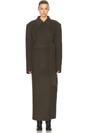 Khaite Lea Coat in Army Melange - Olive. Size M (also in XS).