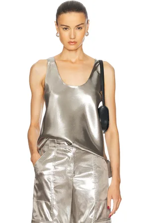 Simkhai Kamari U Neck Tank Top in Silver - Metallic Silver. Size M (also in S, XS).