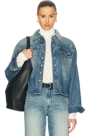 GRLFRND Michaela Denim Shirt in Jackson - Denim-Medium. Size L (also in XS, XXS).