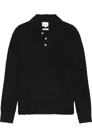 Norse projects Rasmus Relaxed Brushed Polo Sweater in Black - Black. Size M (also in S, XL/1X).