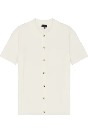 CLUB MONACO Short Sleeve Tech Button Down Shirt in Off White - White. Size L (also in S).