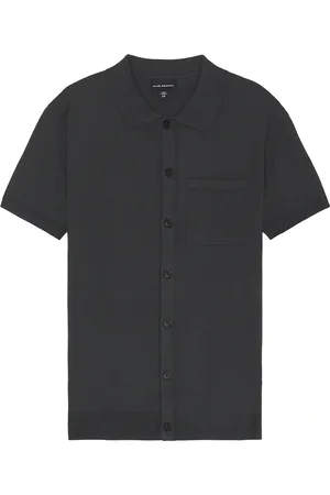 CLUB MONACO Short Sleeve Tech Button Down Shirt in Coal - Grey. Size L (also in S).