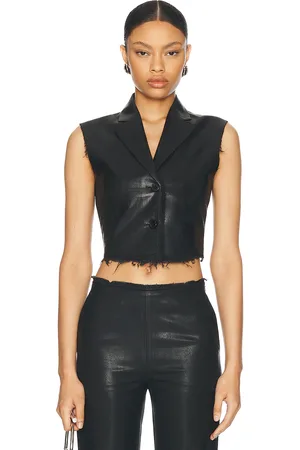 Diesel Distressed Vest in Deep & Black - Black. Size 36 (also in 40, 42).
