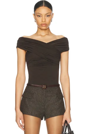 Ami Draped Top in Dark Coffee - Brown. Size 34 (also in ).