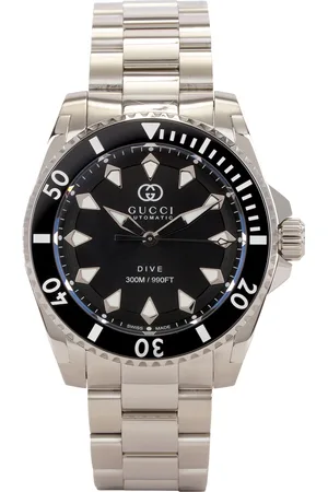 Gucci Dive 40mm Watch in Steel & Black - Metallic Silver. Size all.