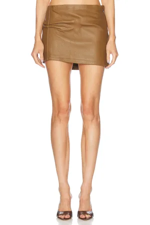 Jade Cropper Mini Leather Skirt in Ocra - Brown. Size 36 (also in 38, 40).