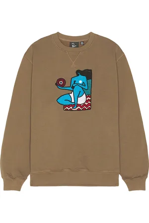 By Parra Future Visions Crew Neck Sweatshirt in Stone Grey - Grey. Size S (also in ).