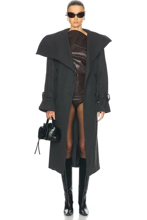 Acne Studios Oretto Chevron Wool Coat in Grey & Black - Grey. Size 36 (also in 38, 40).