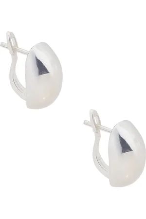 LOREN STEWART Puff Huggie Earrings in Sterling Silver - Metallic Silver. Size all.
