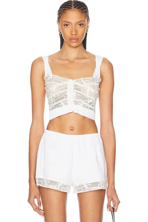 BODE Tennis Lace Tank Top in Cream - White. Size L (also in S, XS).