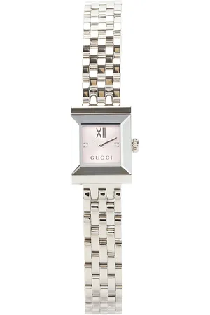 Gucci G Frame Watch in Stainless Steel & Pink - Metallic Silver. Size all.