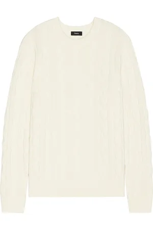 THEORY Cable Knit Sweater in Winter White - White. Size L (also in M).
