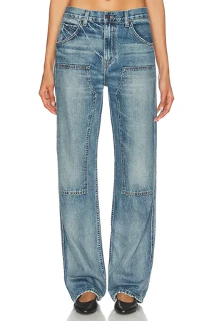 NILI LOTAN Welder Straight Leg in Summer Wash - Denim-Medium. Size 25 (also in 29).