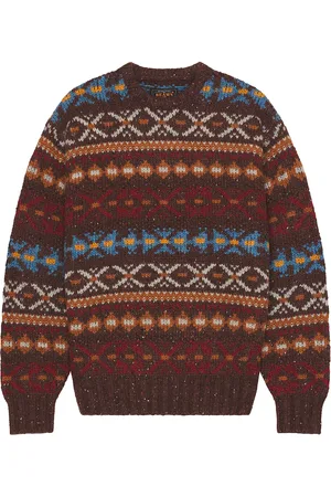 Beams Crew Fair Isle Pattern 3g Sweater in Brown - Brown. Size M (also in S).