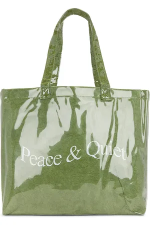 Museum of Peace and Quiet Wordmark Pvc Kraft Tote Bag in Forest - Sage. Size all.