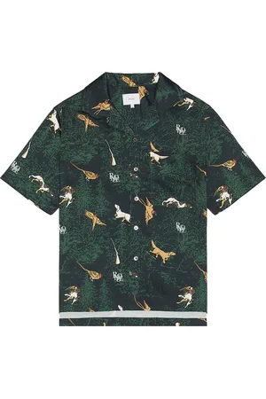 Rhude Scramble Dog Print Shirt in Black - Dark Green. Size L (also in ).