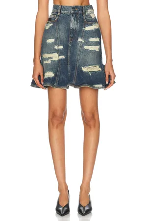 Marc Jacobs Fluted Mini Skirt in Punk Indigo - Denim-Dark. Size 24 (also in 25, 26, 27, 28, 29).