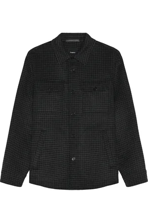 THEORY Houndstooth Shirt Jacket in Black - Black. Size S (also in ).