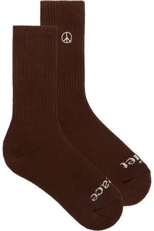 Museum of Peace and Quiet Icon Socks in Brown - Brown. Size all.